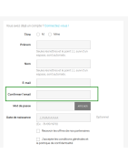 Registration form confirm email
