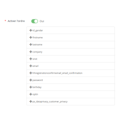 Registration form fields sorter